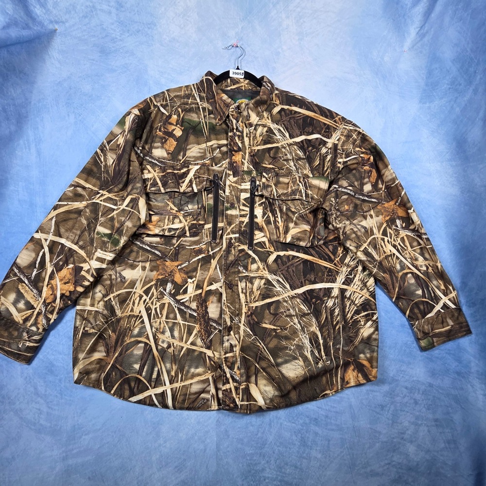 Cabelas Mens 2XL Advantage Max-4 HD Camo Hunting Shirt Long Sleeve Button Down